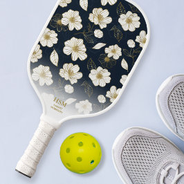 Palas De Pickleball Moda Oro Negro Blanco Patrón Floral Personalizado 