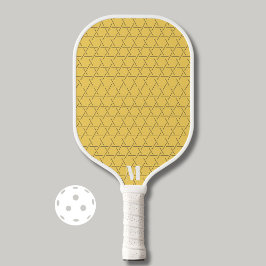 Palas De Pickleball Moda Patrón geométrico amarillo Monograma moderno