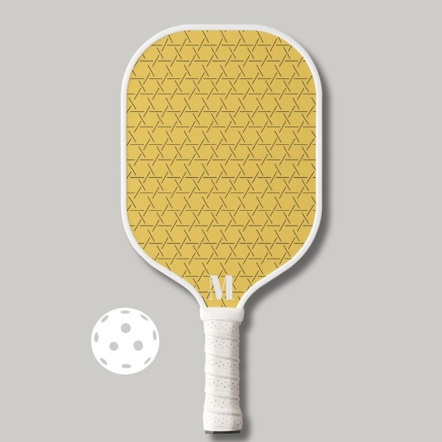 Palas De Pickleball Moda Patrón geométrico amarillo Monograma moderno (Subido por el creador)
