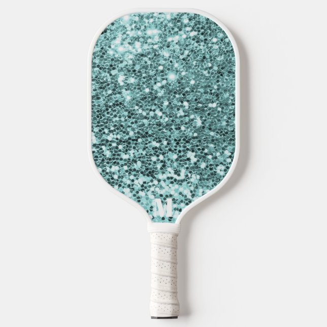 Palas De Pickleball Moda Purpurinoso blanco azul esparce Monograma mod (Anverso)