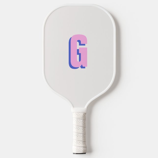 Palas De Pickleball Modern bold monogrammed pink and blue  (Anverso)