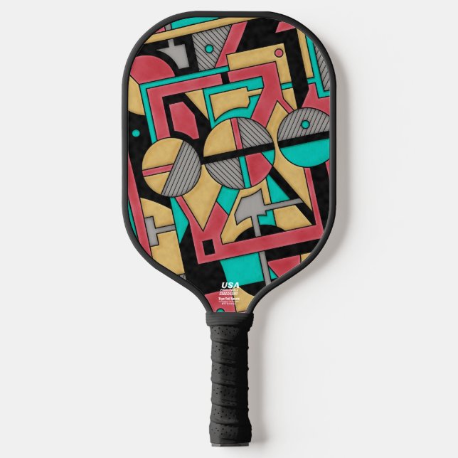 Palas De Pickleball Modern Cyberpunk Geometric Abstract Pattern  (Anverso)