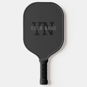 Palas De Pickleball Modern Dark Gray Monogrammed Name (u otro texto)