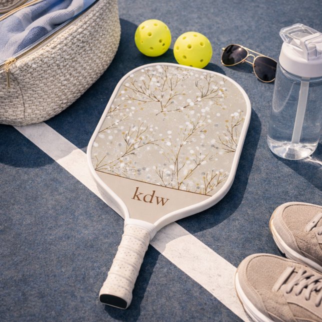 Palas De Pickleball Modern Floral Monogram (Subido por el creador)