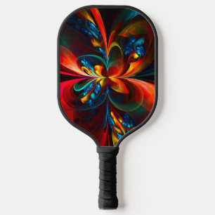 Palas De Pickleball Modern Floral Resumen Art Naranja Patrón Azul #14