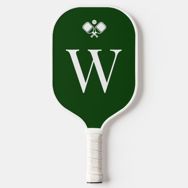 Palas De Pickleball Modern Green Monogrammed Professional (Anverso)