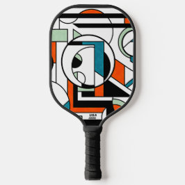 Palas De Pickleball Modern Industrial Geometric Abstract Orange Teal D