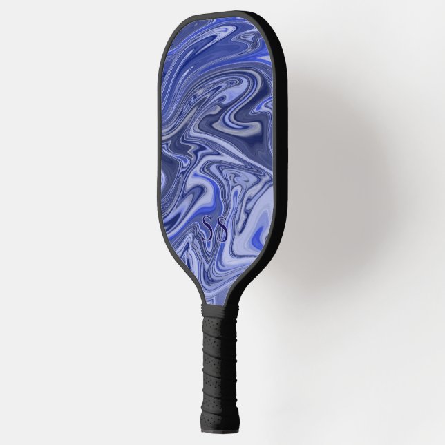 Palas De Pickleball Modern Marble Monogram Pickleball Paddle (Izquierda)