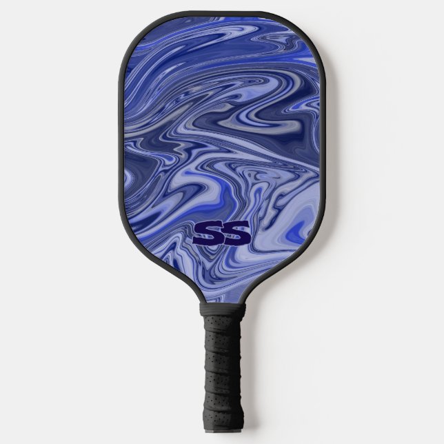 Palas De Pickleball Modern Marble Monogram Pickleball Paddle (Anverso)