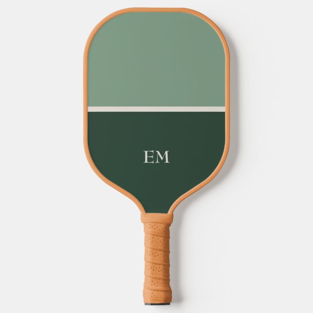 Palas De Pickleball Modern Minimalist Green Monogrammed Initials (Anverso)