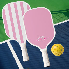 Palas De Pickleball Modern Minimalist Stripes Pink White Custom