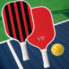 Palas De Pickleball Modern Minimalist Stripes Red Black Custom