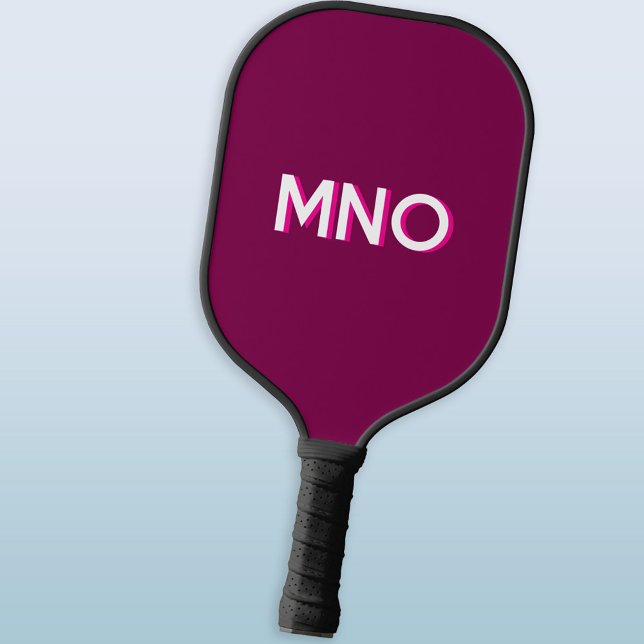 Palas De Pickleball Modern Monogram Initials Drop Shadow Cherry Pink (Modern monogram initials personalized drop shadow cherry pink pickleball paddle)