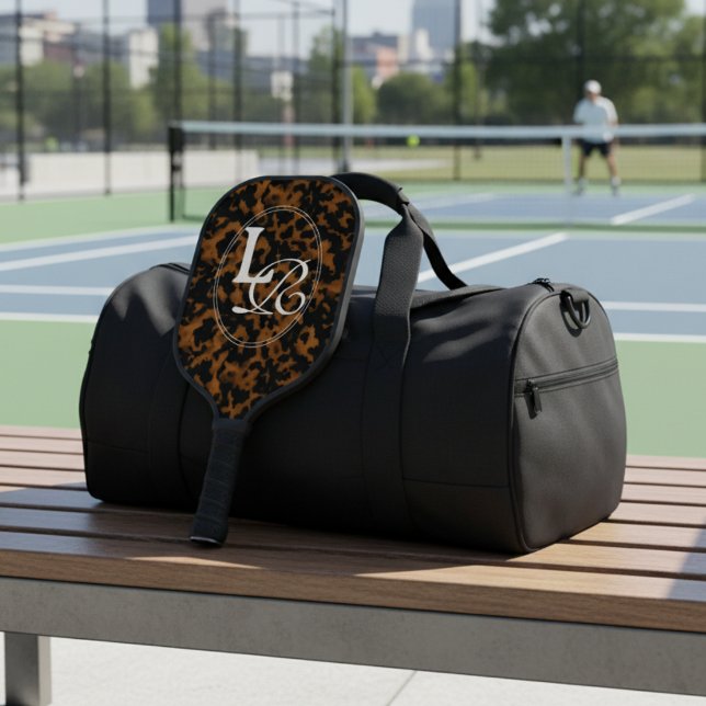 Palas De Pickleball Modern Monogram Tortoise Shell Print (Add a touch of chic charm with this Elegant Typography Monogram Tortoise Shell Design!)