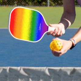 Palas De Pickleball Modern Rainbow Mosaic Script Name