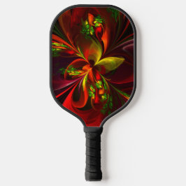 Palas De Pickleball Modern Red Green Floral Abstract Art Pattern #05