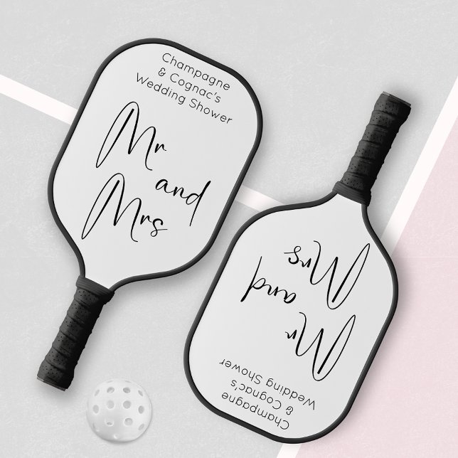 Palas De Pickleball Modern Script Wedding Shower Mr. y Mrs. (Subido por el creador)