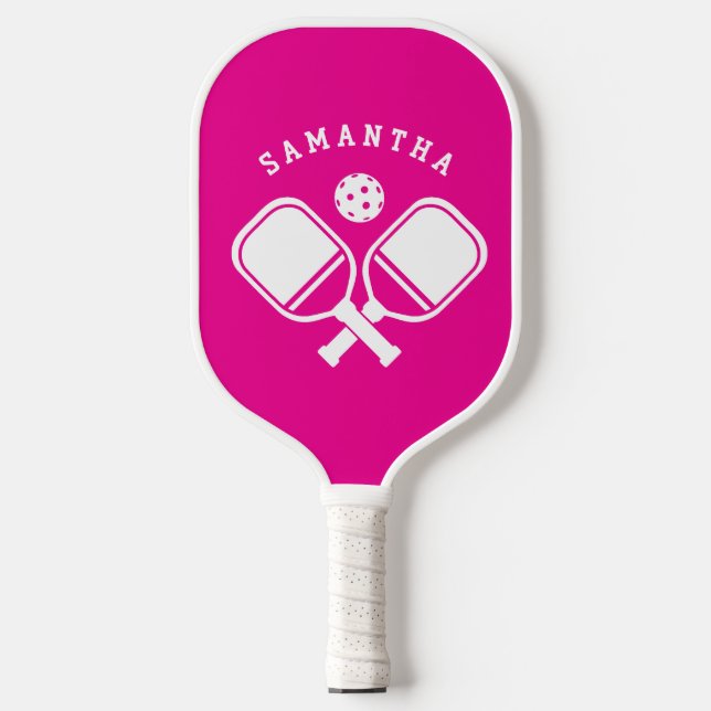 Palas De Pickleball Modern Simple Cute Stylish Trendy Hot Pink (Anverso)
