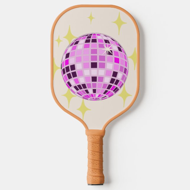 Palas De Pickleball Moderna Discoteca Purple Retro Rosa Ball Beige (Anverso)