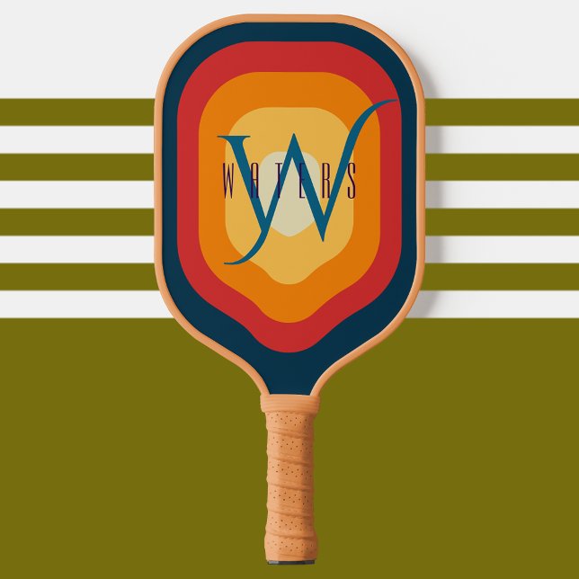 Palas De Pickleball Moderna Moda elegante Retro Monogramado Nombre ini (Modern Elegant Chic Retro Monogrammed Initial Name Pickleball Paddle Player Team Personalized Gifts)