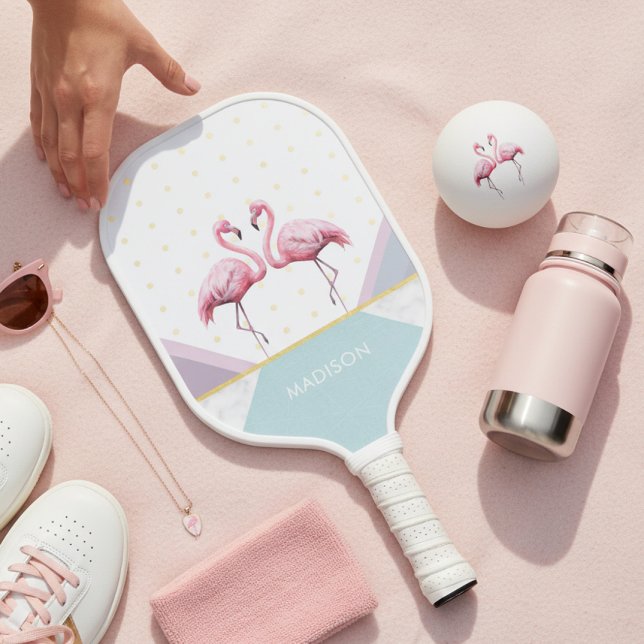 Palas De Pickleball Moderna moda Flamingo Nombre de la chica rosa (Subido por el creador)