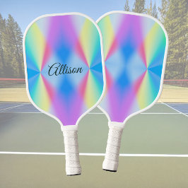 Palas De Pickleball Moderno arcoíris pastel iridiscente coloreado