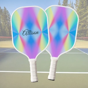 Palas De Pickleball Moderno arcoíris pastel iridiscente coloreado
