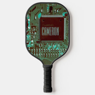 Palas De Pickleball Moderno circuito impreso Verde azulado Microchip G