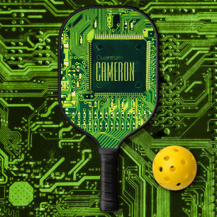 Palas De Pickleball Moderno circuito impreso verde Microchip Geek Pers