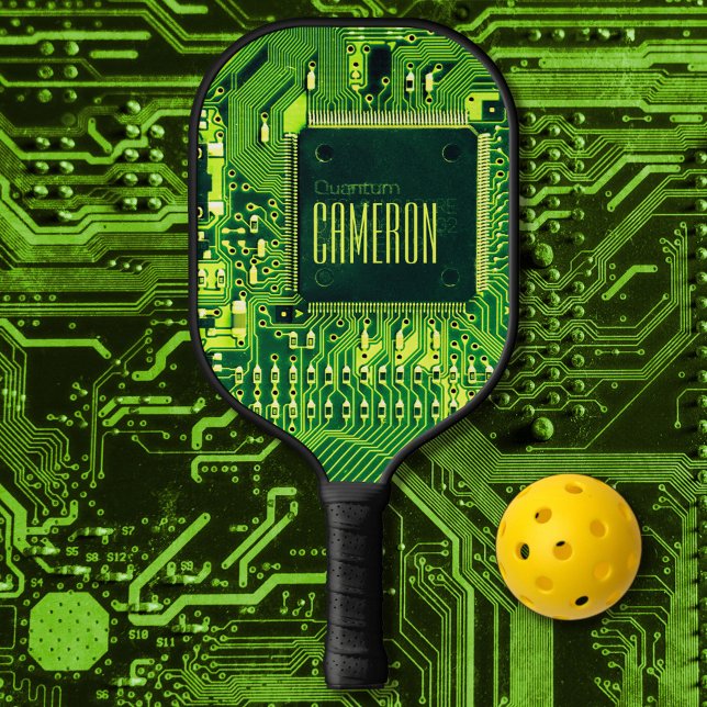 Palas De Pickleball Moderno circuito impreso verde Microchip Geek Pers (Subido por el creador)