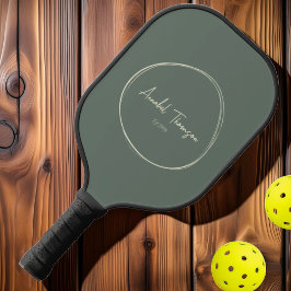 Palas De Pickleball Moderno de mediados de siglo Gris Cálido | Nombre 