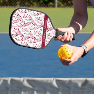 Palas De Pickleball Moderno Minimalista Rojo Burdeos Blanco Floral Scr
