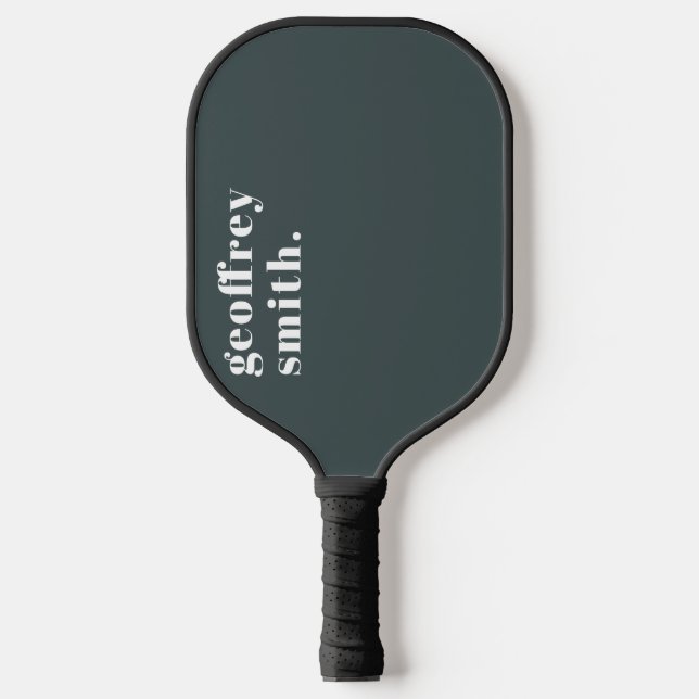 Palas De Pickleball Moderno Mínimo Oscuro Nombre Personalizado Paddle  (Anverso)