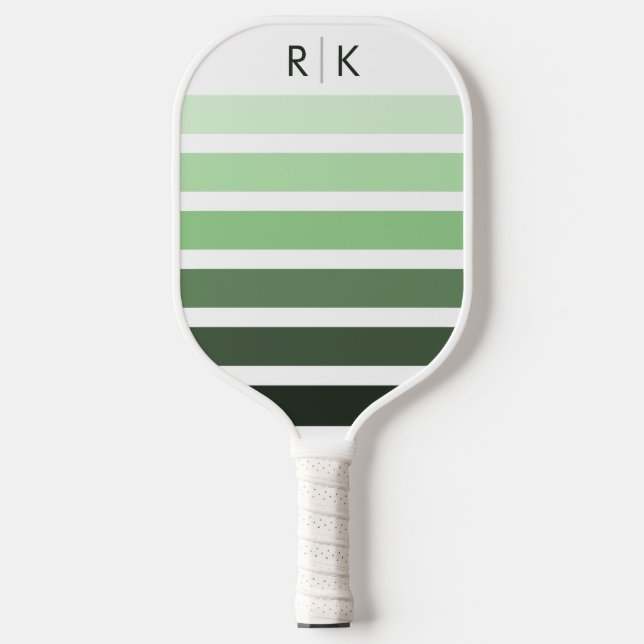 Palas De Pickleball Moderno Monograma Bandas verdes monocromáticas (Anverso)