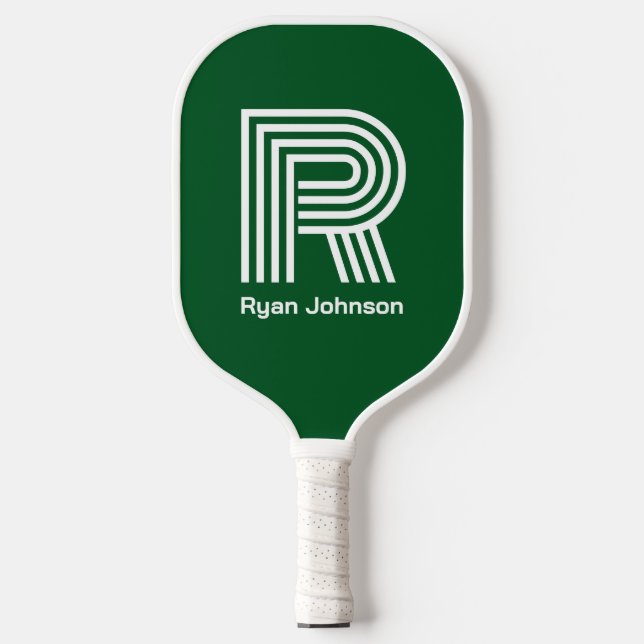 Palas De Pickleball Moderno Monograma Green Pickleball Paddle (Anverso)