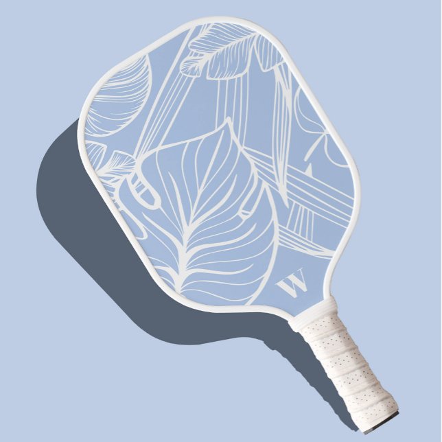 Palas De Pickleball Moderno Monograma Periwinkle Tropical Trendy (Subido por el creador)