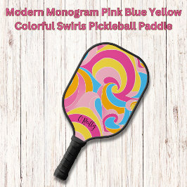 Palas De Pickleball Moderno Monograma Rojo Azul Amarillo Amarillo Colo