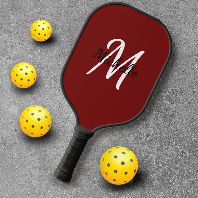 Palas De Pickleball Moderno Monograma rojo mínimo y inicial (Subido por el creador)