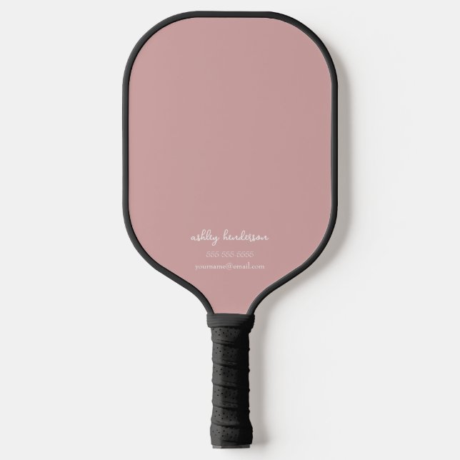 Palas De Pickleball Moderno Monograma Rosa Mínimo + Información de con (Anverso)