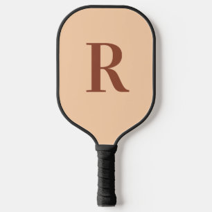 Palas De Pickleball Moderno Monograma simple Beige Brown