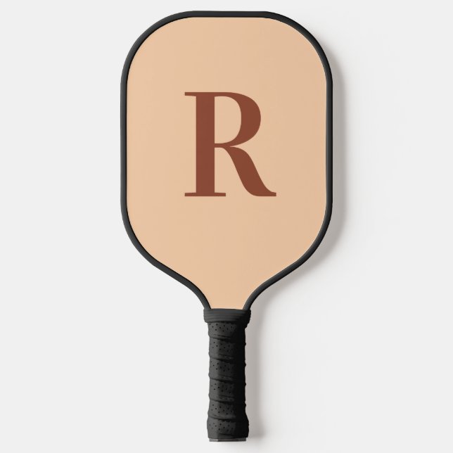 Palas De Pickleball Moderno Monograma simple Beige Brown (Anverso)