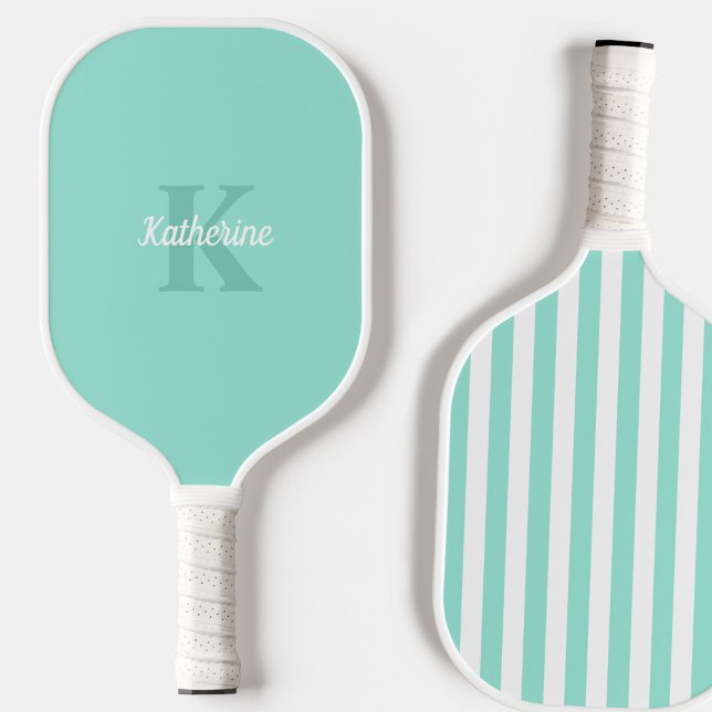 Palas De Pickleball Moderno Preppy Pastel Mint Monogramed Feminine (Subido por el creador)