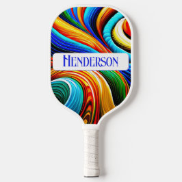 Palas De Pickleball Moderno Resumen Divertido Arcoiris Color Swirls Mo