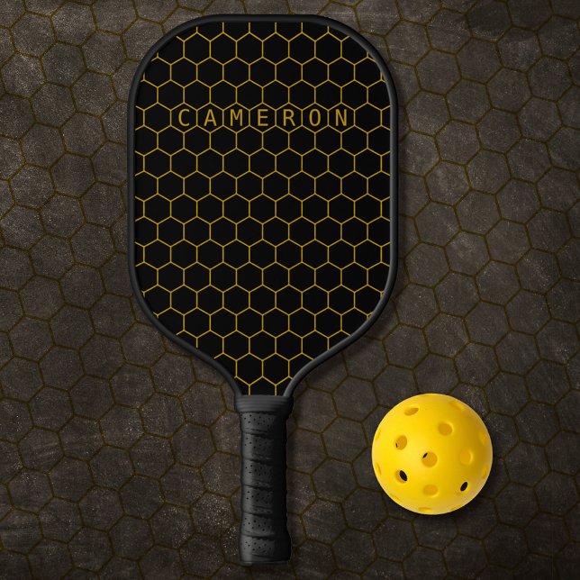 Palas De Pickleball Moderno Resumen Patrón de Honeycomb de oro Nombre  (Subido por el creador)