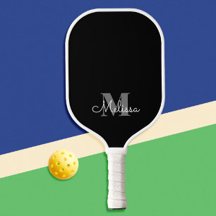 Palas De Pickleball Moderno y elegante nombre de monograma negro