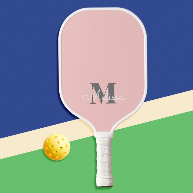 Palas De Pickleball Moderno y elegante nombre de monograma rosa femeni (Subido por el creador)