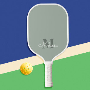 Palas De Pickleball Moderno y elegante nombre de Monograma Verde Masaj