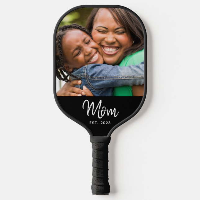 Palas De Pickleball Mom Established Black Fun Modern Script Photo  (Anverso)