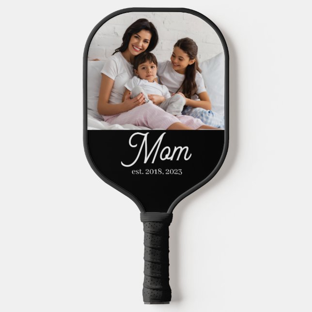 Palas De Pickleball Mom Established Black White Script Photo (Anverso)