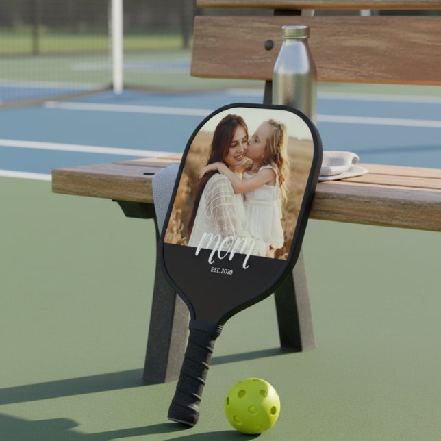 Palas De Pickleball Mom Established Fun Script Photo Pickleball Paddle (Subido por el creador)